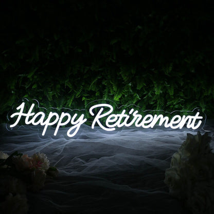 Happy Retirement White Led Neon Sign | Shineneon
