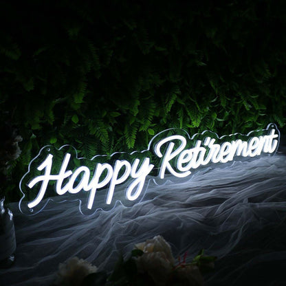 Happy Retirement White Led Neon Sign | Shineneon