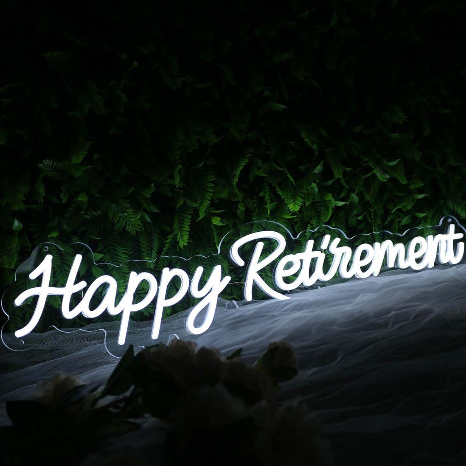 Happy Retirement White Led Neon Sign | Shineneon