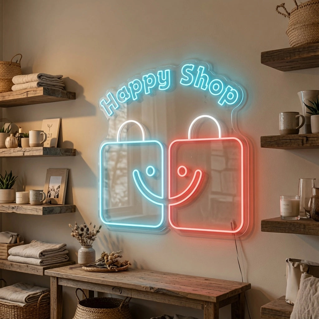 Happy Shop LED Neon Sign - 03 Real Lifestyle Scene