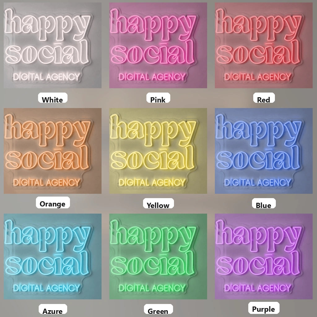 Happy Social Digital Agency LED Neon Sign - 05 Color Grid
