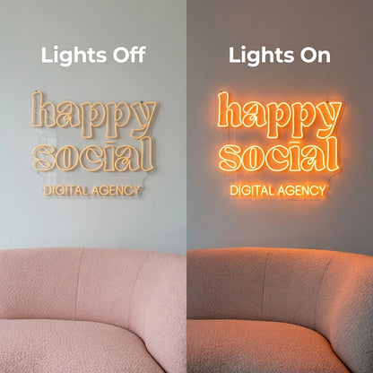Happy Social Digital Agency Wall Decor LED Neon Sign - 06 Day Night Comparison