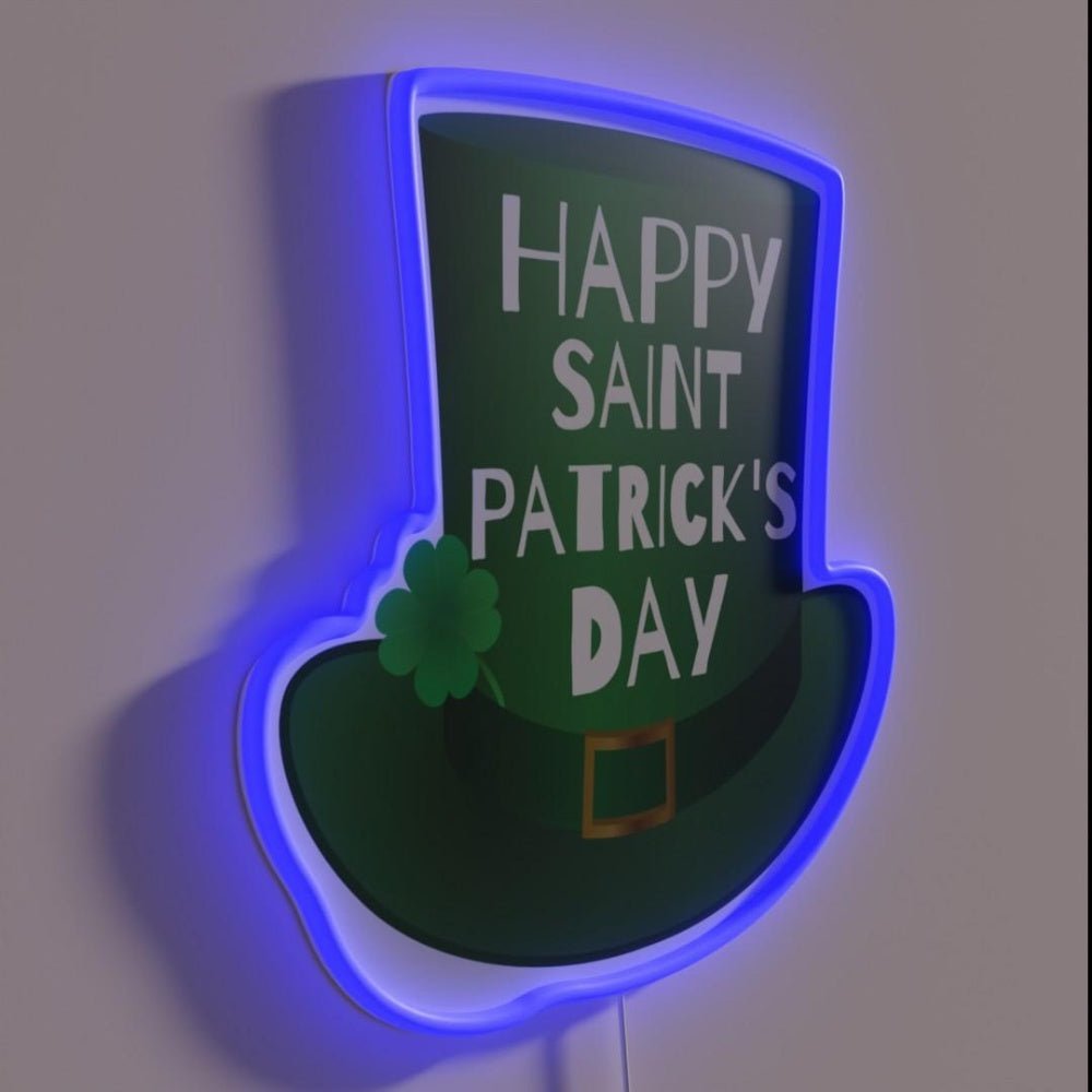 Happy St Patricks Day Green Hat Rgb Led Neon Sign - Shineneon