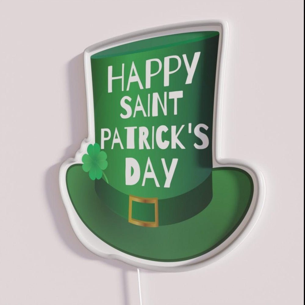 Happy St Patricks Day Green Hat Rgb Led Neon Sign - Shineneon