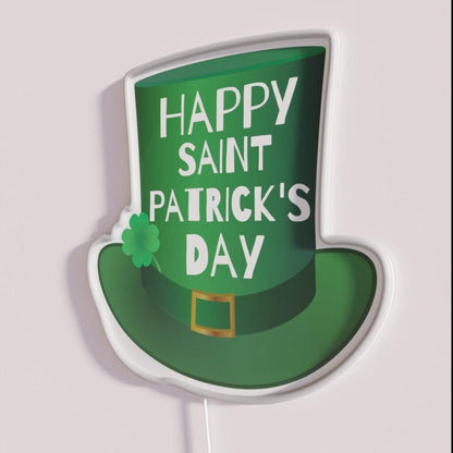 Happy St Patricks Day Green Hat Rgb Led Neon Sign - Shineneon