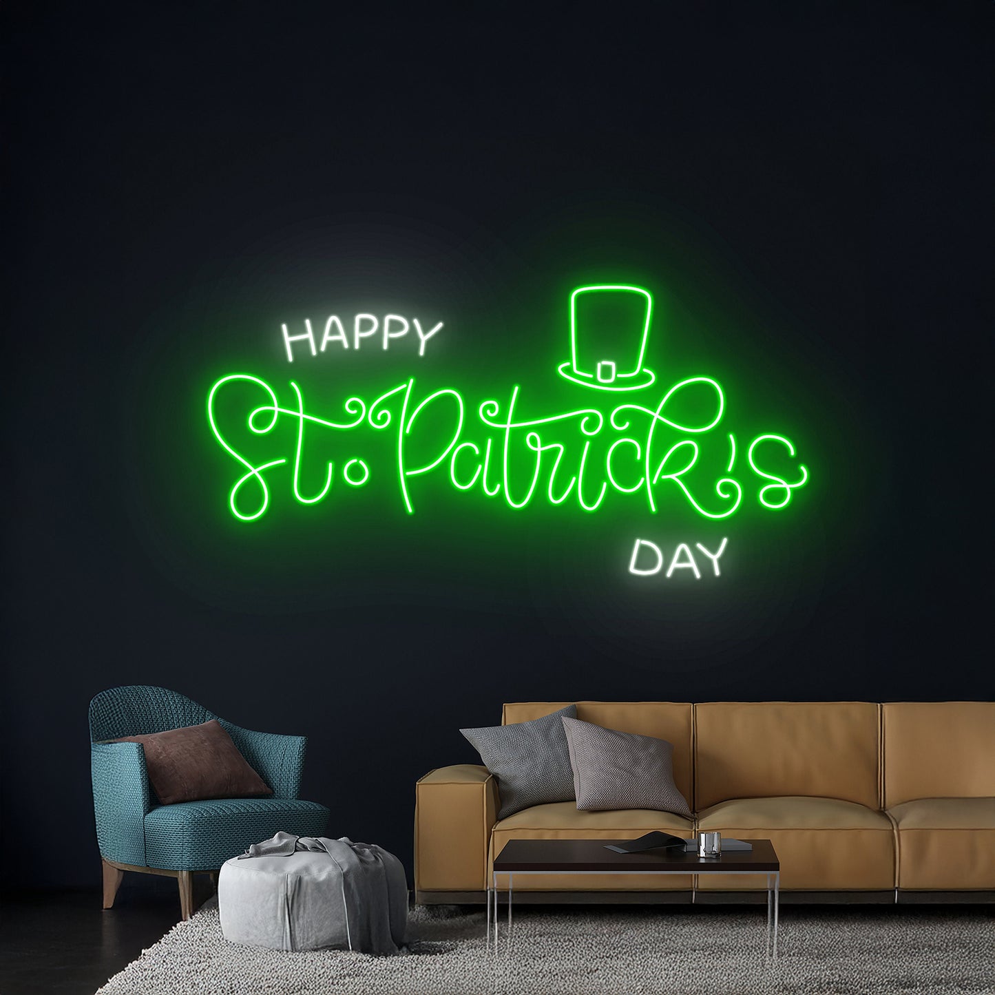 Happy St Patricks Day Hat Neon Sign