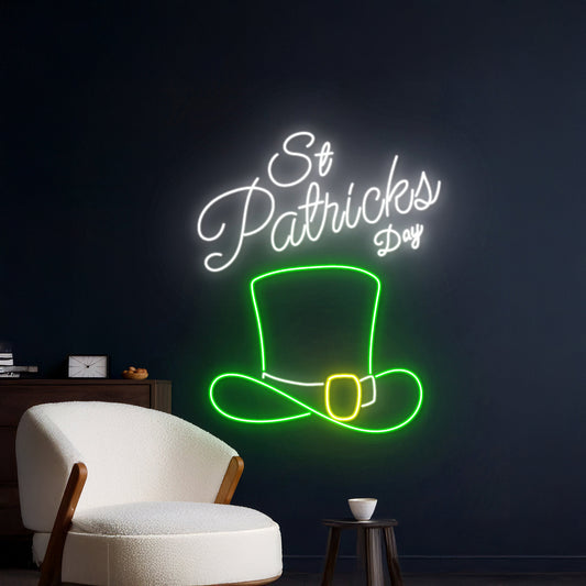 Happy St Patricks Day Hat Neon Sign St Patricks Hat Led Light