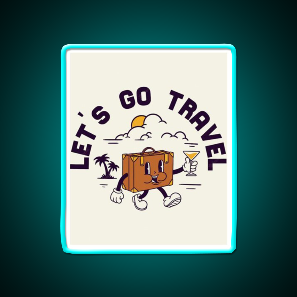 Happy Suitcase Cocktail Bar Decor Led Neon Sign Rgb Color - Size and dimension reference