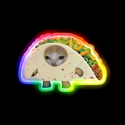 Happy Taco Cat Taco Led Neon Sign Mexican Food Sign Rgb Color - LED neon sign close-up detail