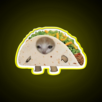 Happy Taco Cat Taco Led Neon Sign Mexican Food Sign Rgb Color - Custom LED neon sign front view