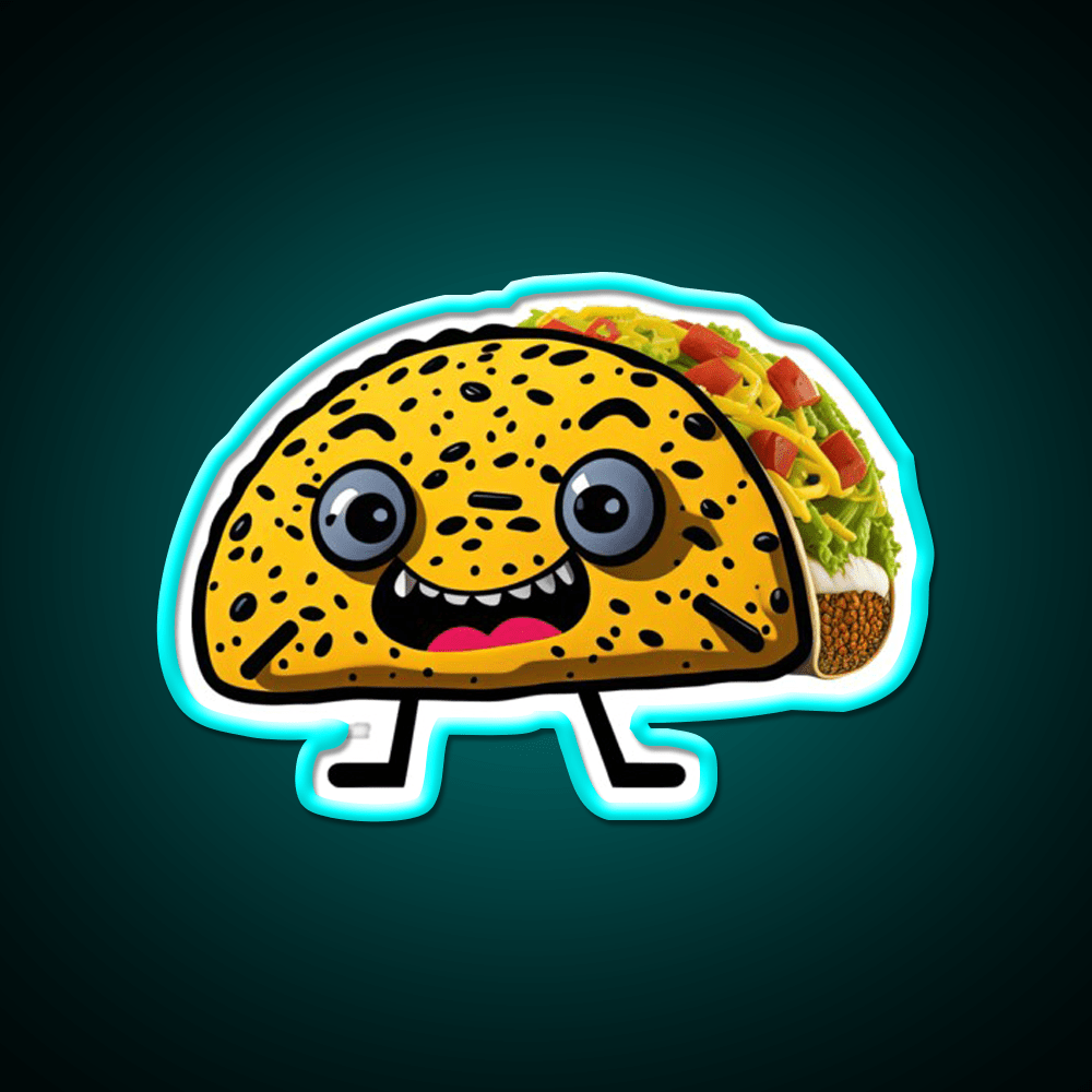 Happy Taco Character 2 Taco Led Neon Sign Mexican Food Sign Rgb Color - Shineneon