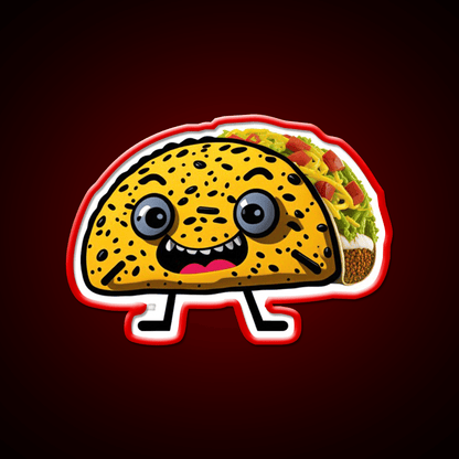 Happy Taco Character 2 Taco Led Neon Sign Mexican Food Sign Rgb Color - Shineneon