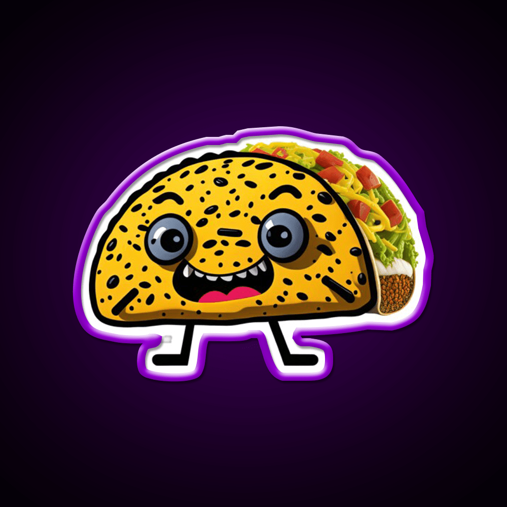 Happy Taco Character 2 Taco Led Neon Sign Mexican Food Sign Rgb Color - Shineneon