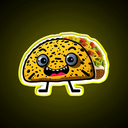Happy Taco Character 2 Taco Led Neon Sign Mexican Food Sign Rgb Color - Custom LED neon sign front view