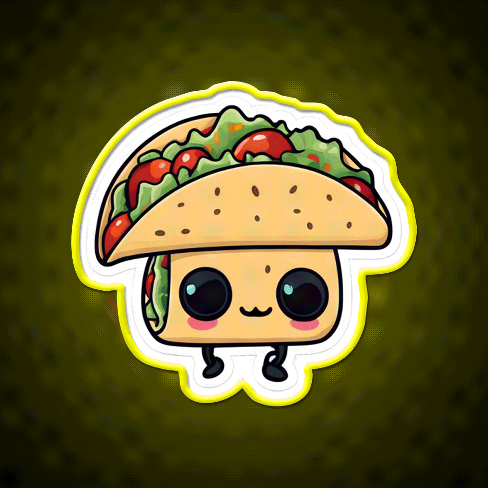 Happy Taco Creature Taco Led Neon Sign Mexican Food Sign Rgb Color
