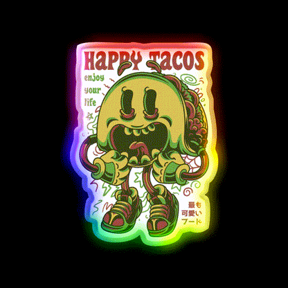 Happy Taco Led Neon Sign Mexican Food Sign Rgb Color - LED neon sign close-up detail