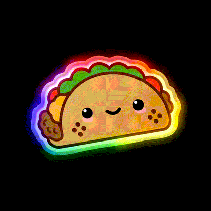Happy Taco Led Neon Sign Mexican Food Sign Kitchen Sign Rgb Color - LED neon sign close-up detail