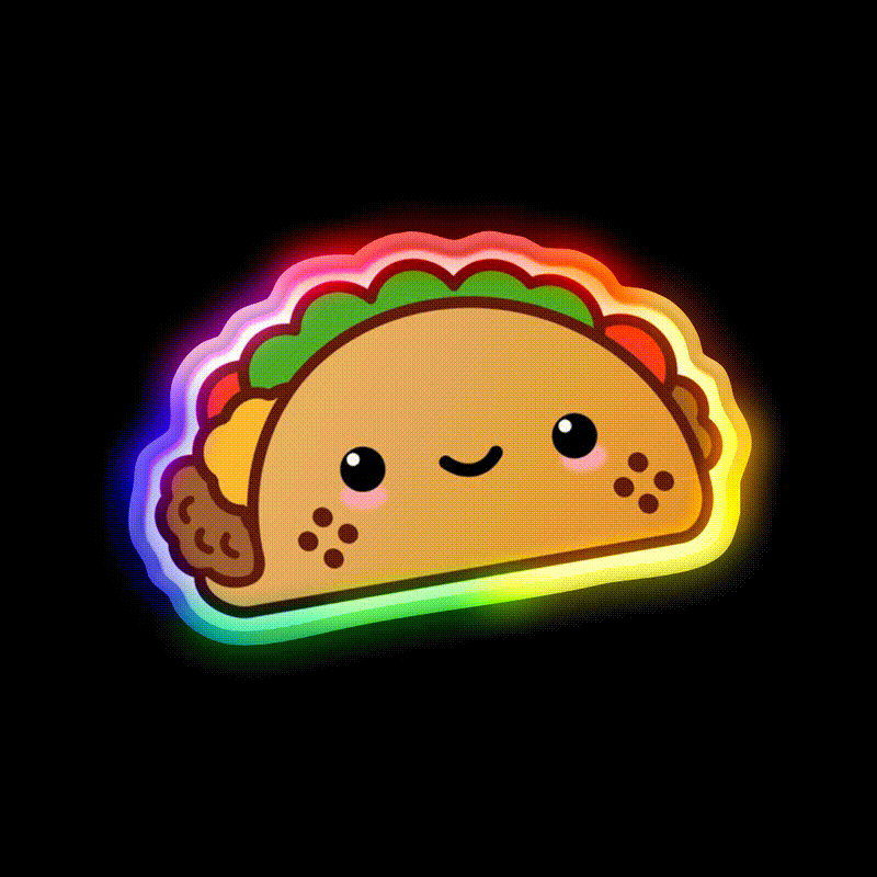 Happy Taco Led Neon Sign Mexican Food Sign Kitchen Sign Rgb Color - LED neon sign close-up detail
