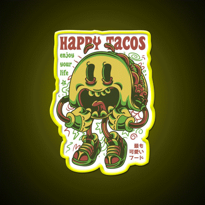 Happy Taco Led Neon Sign Mexican Food Sign Rgb Color - Custom LED neon sign front view