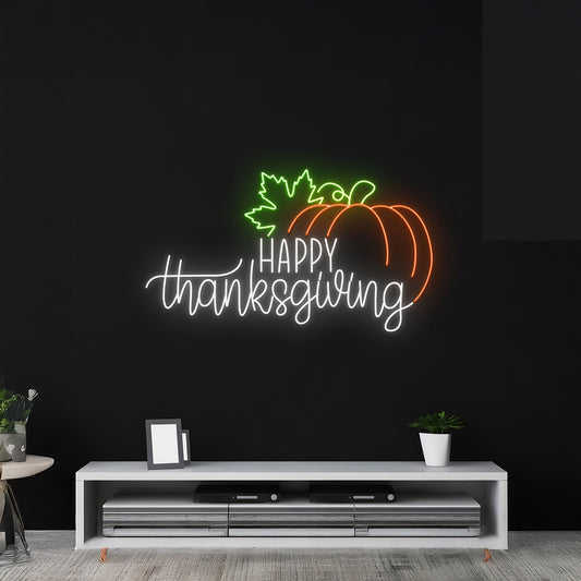 Happy Thanksgiving Pumpkin Led Neon Sign