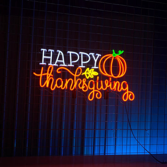 Happy Thanksgiving Pumpkin Neon Sign