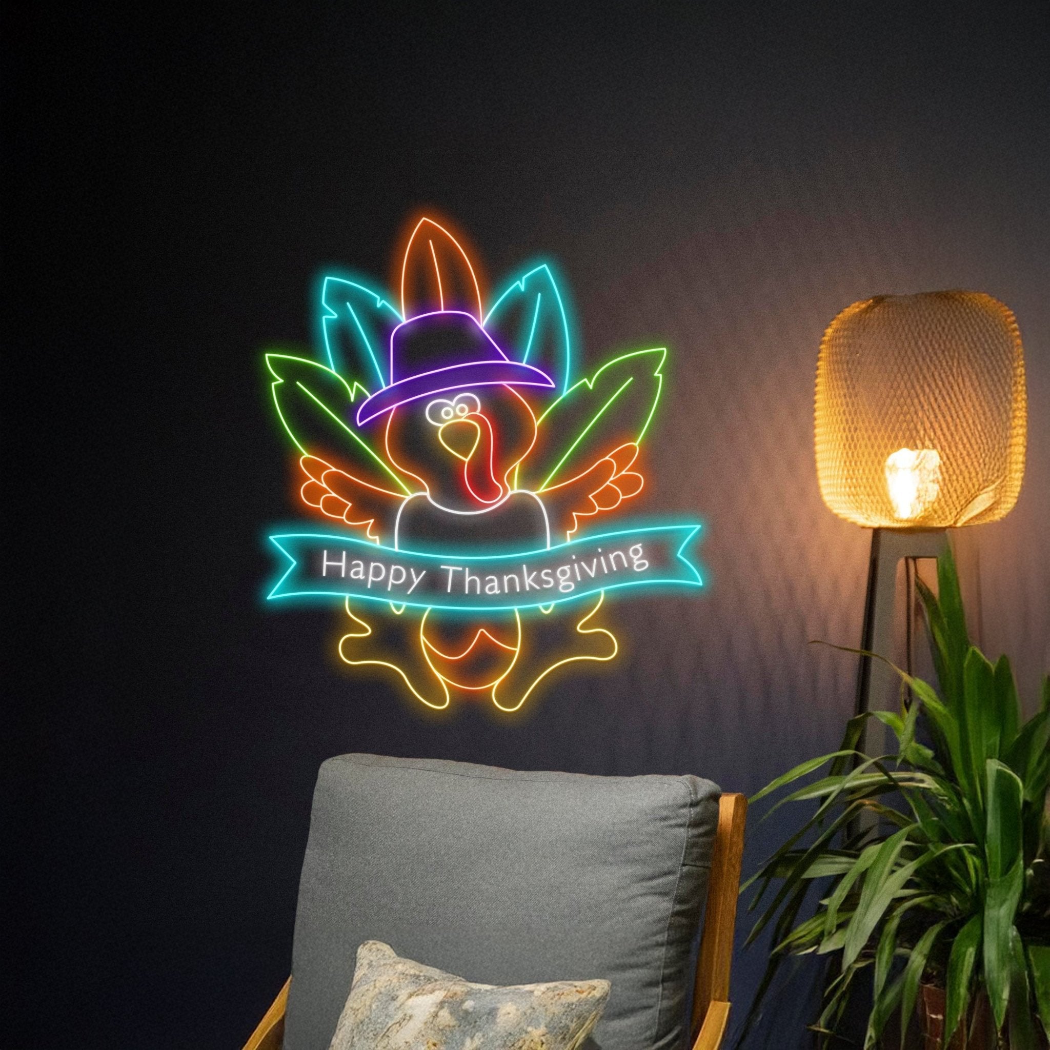 Happy Thanksgiving Turkey Neon Sign Happy Holiday Season Led Sign - Shineneon