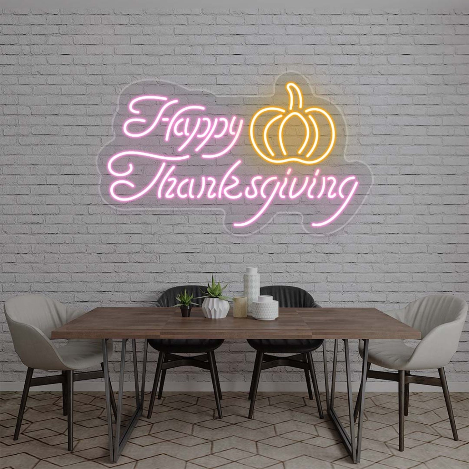 Happy Thanksgiving With Pumpkin Led Neon Sign | Shineneon