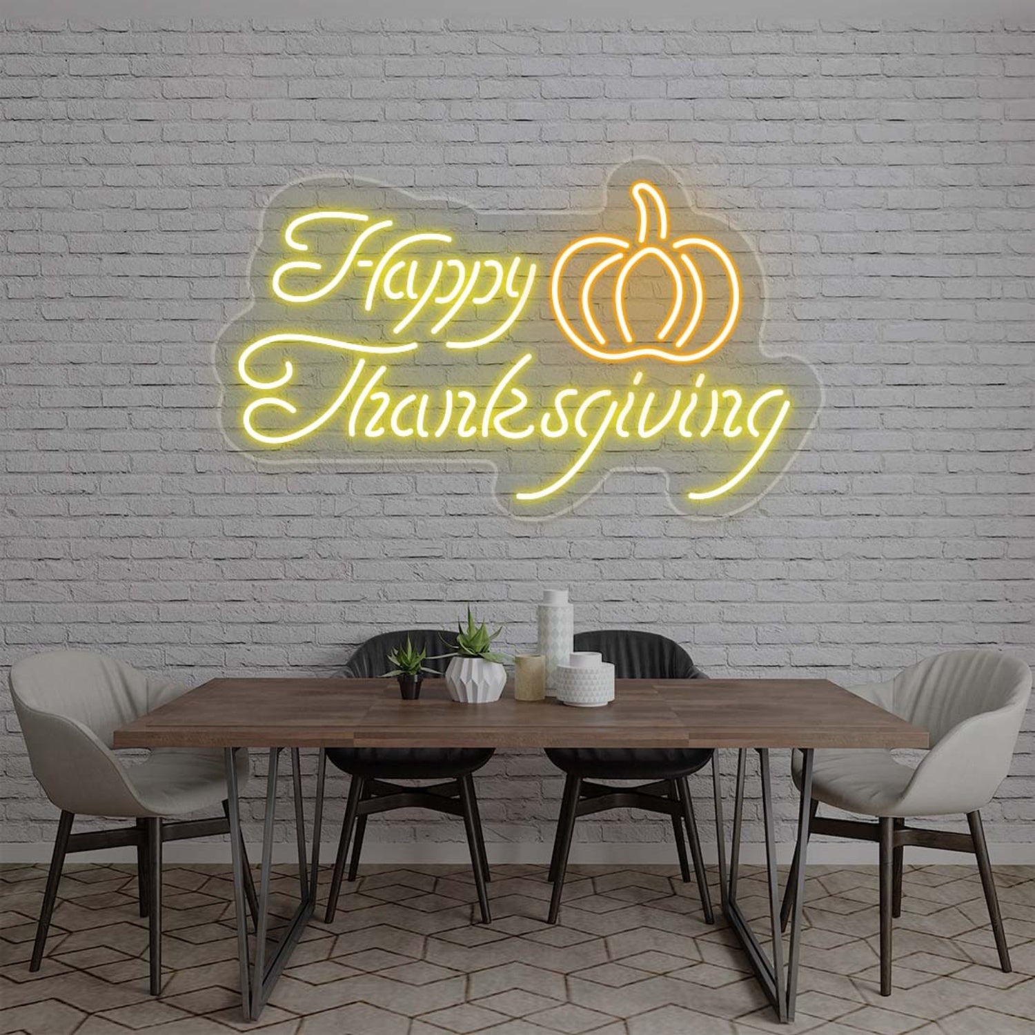 Happy Thanksgiving With Pumpkin Led Neon Sign | Shineneon