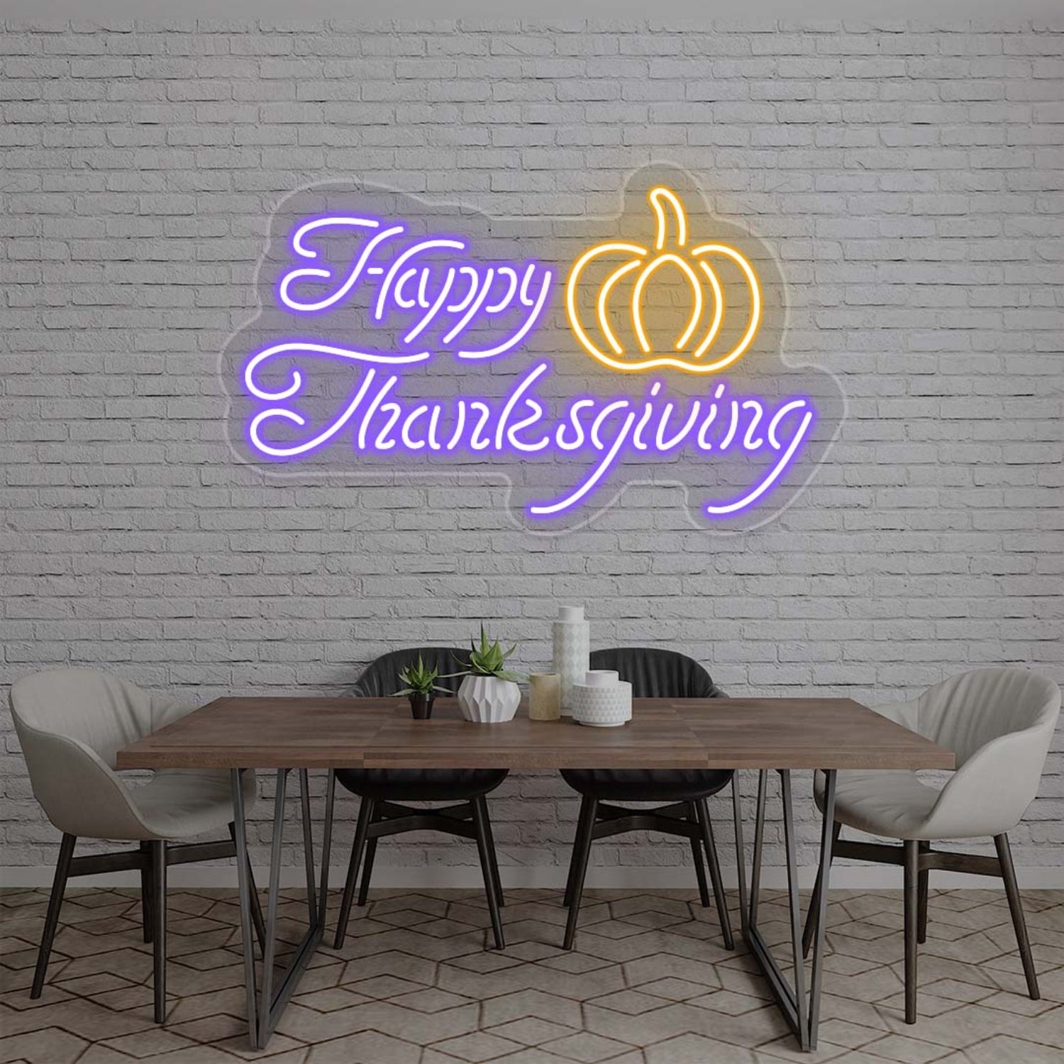 Happy Thanksgiving With Pumpkin Led Neon Sign | Shineneon