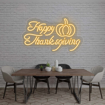 Happy Thanksgiving With Pumpkin Led Neon Sign | Shineneon