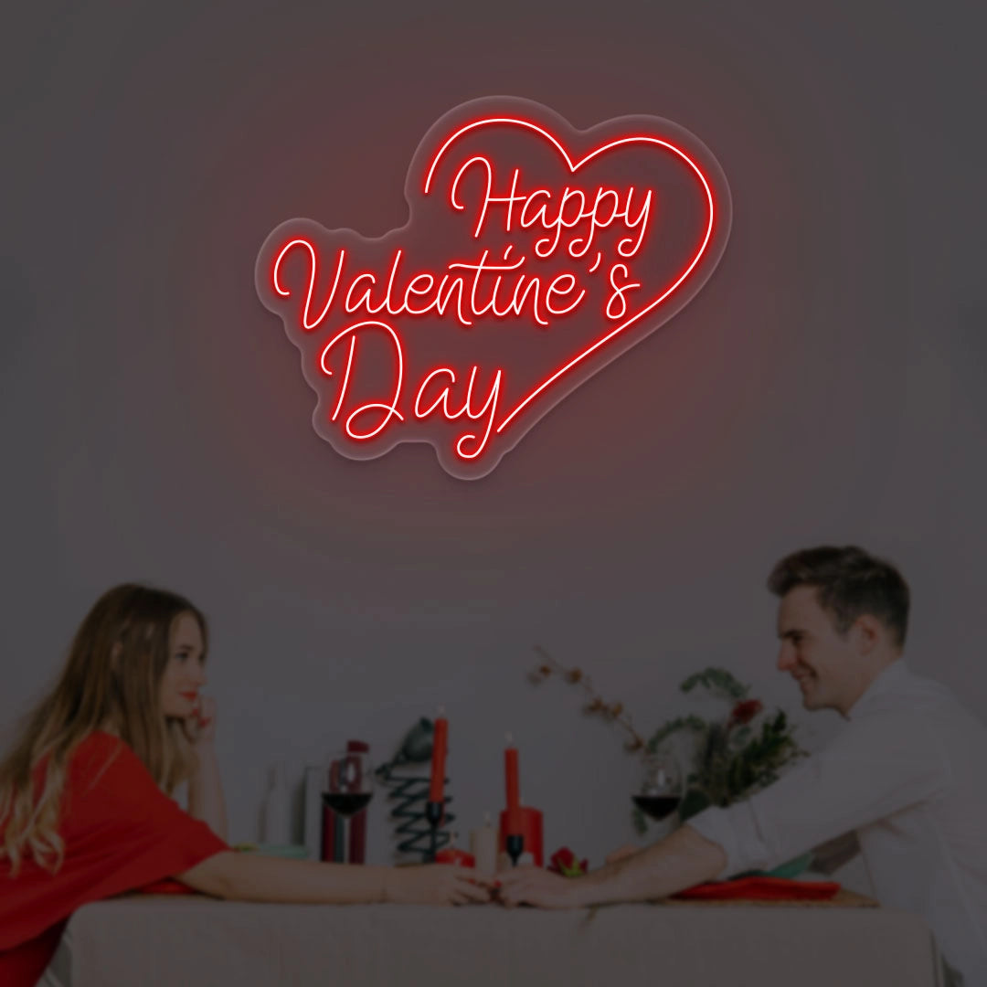Happy Valentine Day With Heart Led Neon Sign | Shineneon