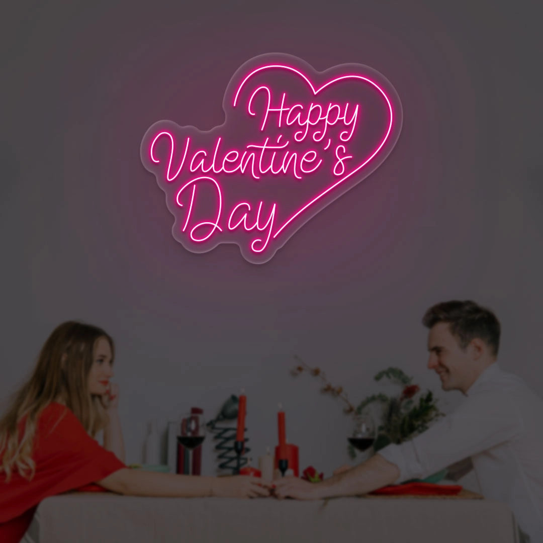 Happy Valentine Day With Heart Led Neon Sign | Shineneon