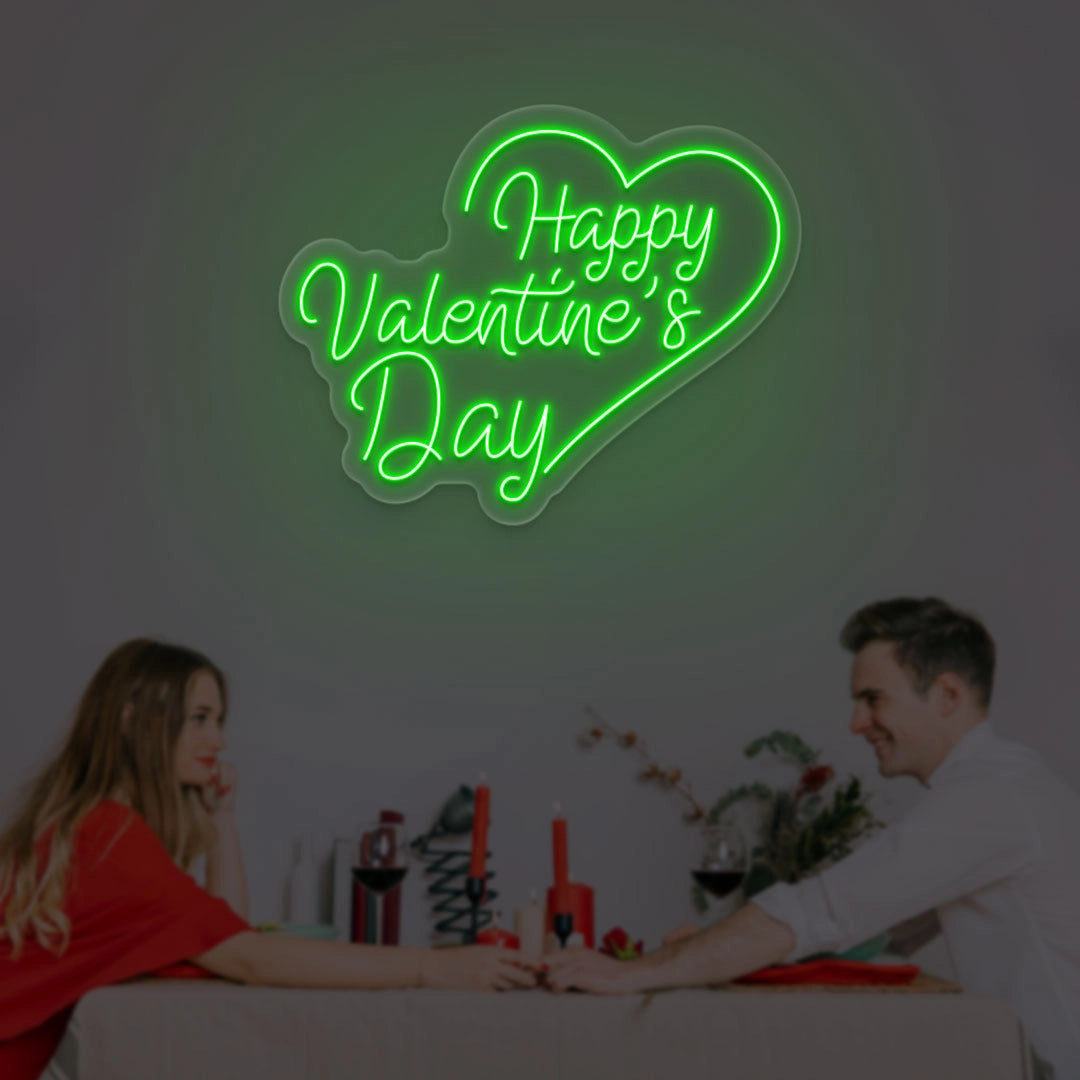 Happy Valentine Day With Heart Led Neon Sign | Shineneon
