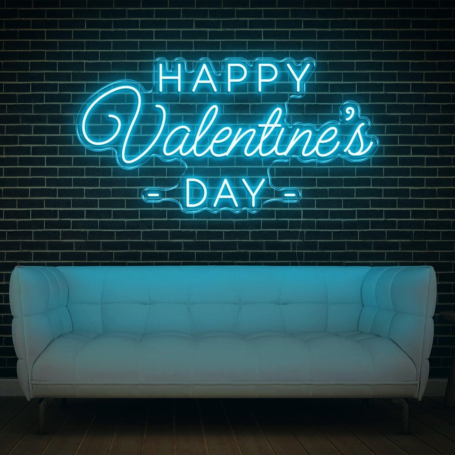 Happy Valentines Day Led Neon Sign White On Dark Brick Wall Indoor Romantic Decor | Shineneon