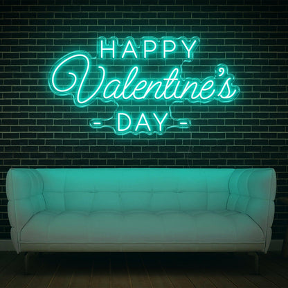 Happy Valentines Day Led Neon Sign White On Dark Brick Wall Indoor Romantic Decor | Shineneon