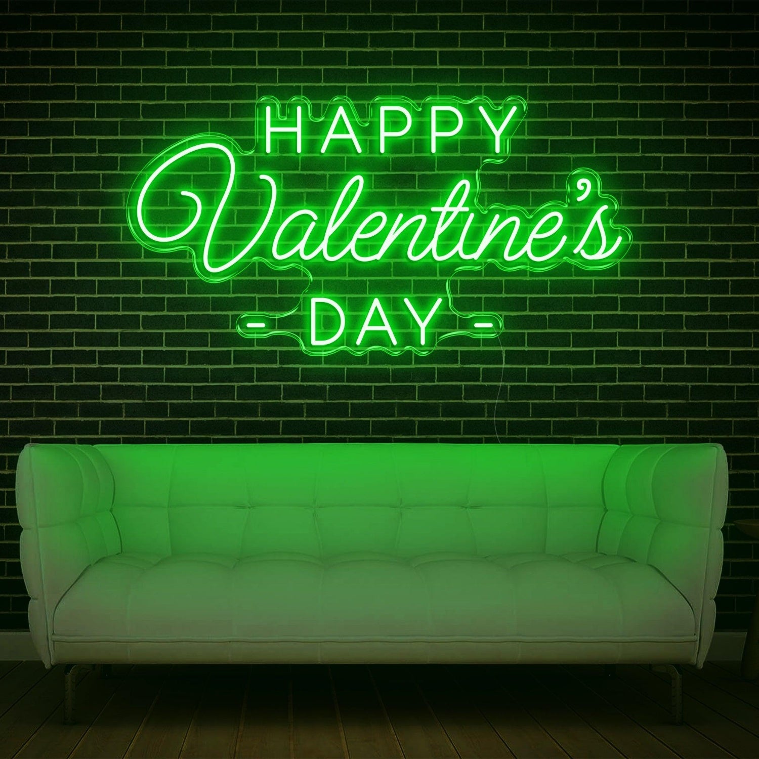 Happy Valentines Day Led Neon Sign White On Dark Brick Wall Indoor Romantic Decor | Shineneon
