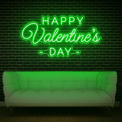Happy Valentines Day Led Neon Sign White On Dark Brick Wall Indoor Romantic Decor | Shineneon