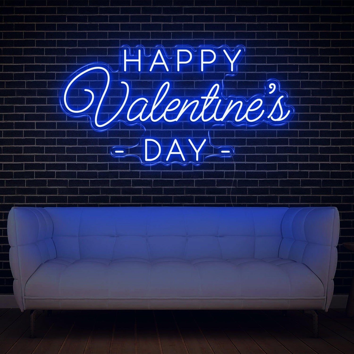 Happy Valentines Day Led Neon Sign White On Dark Brick Wall Indoor Romantic Decor | Shineneon