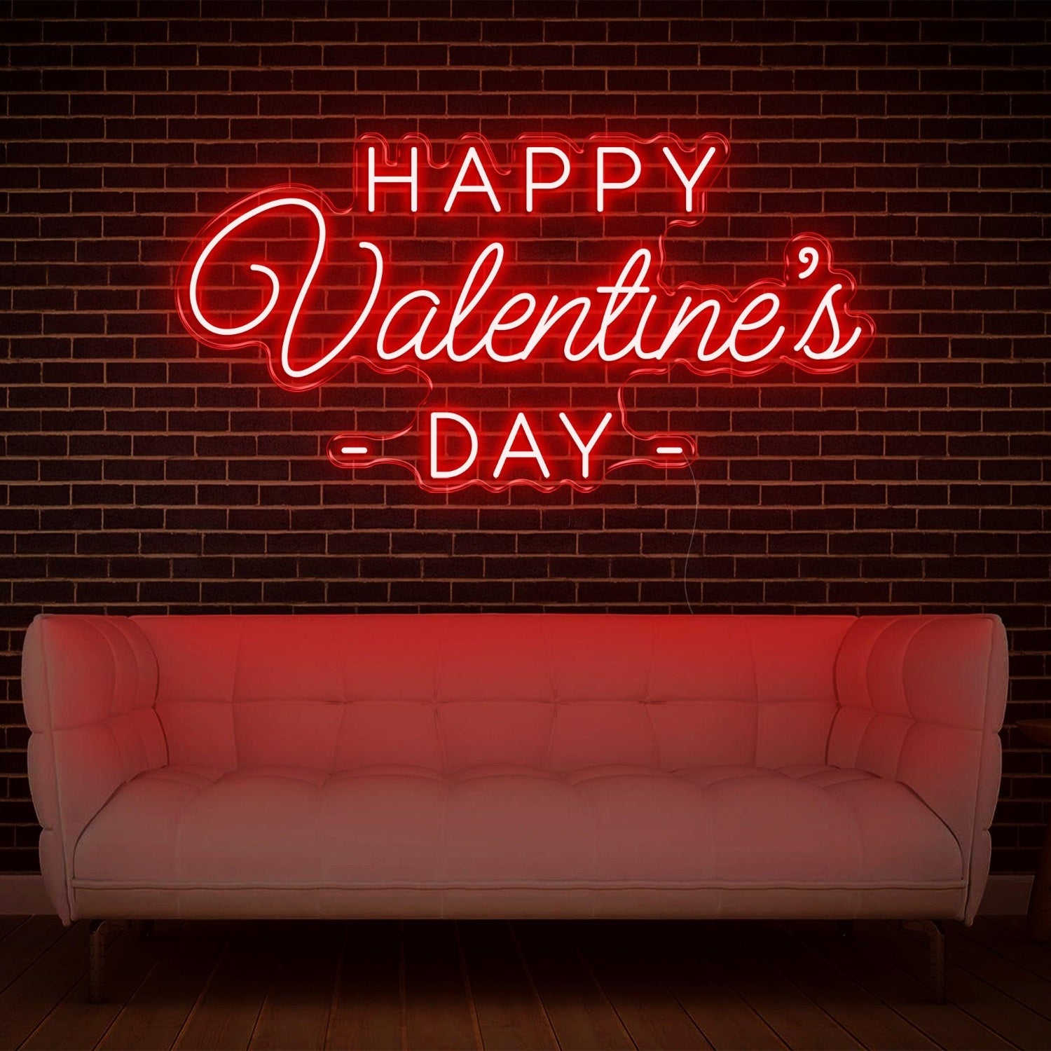Happy Valentines Day Led Neon Sign White On Dark Brick Wall Indoor Romantic Decor | Shineneon