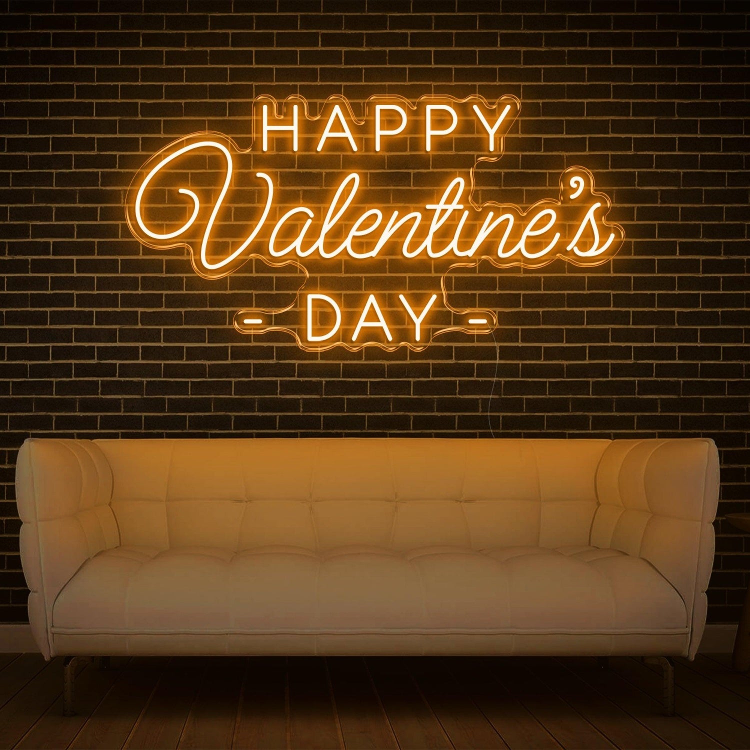 Happy Valentines Day Led Neon Sign White On Dark Brick Wall Indoor Romantic Decor | Shineneon