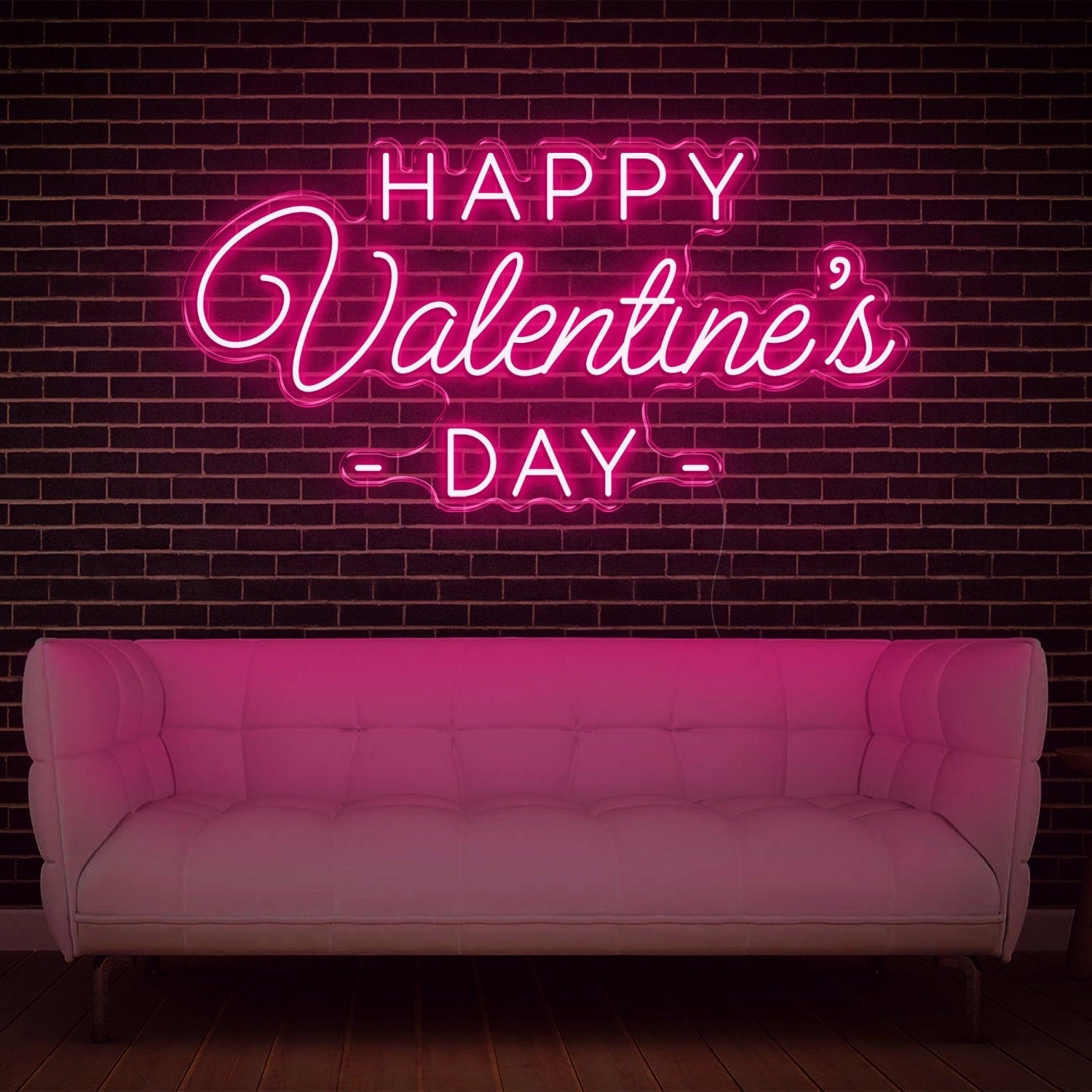 Happy Valentines Day Led Neon Sign White On Dark Brick Wall Indoor Romantic Decor | Shineneon