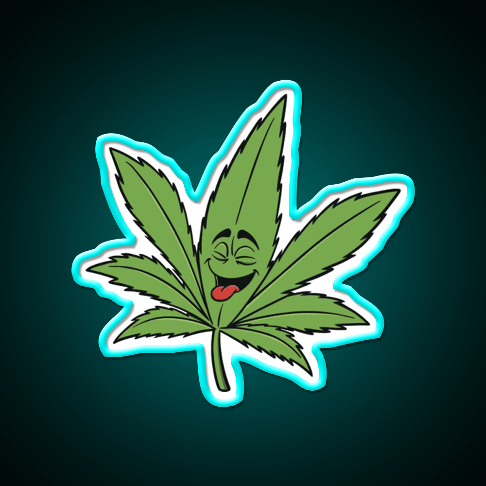 Happy Weed Hemp Inspired Green Leaf Led Neon Sign Rgb Color - Shineneon