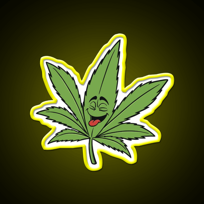 Happy Weed Hemp Inspired Green Leaf Led Neon Sign Rgb Color - Shineneon