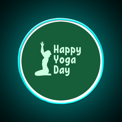 Happy Yoga Day Minimalist Green Yoga Led Neon Sign Rgb Color