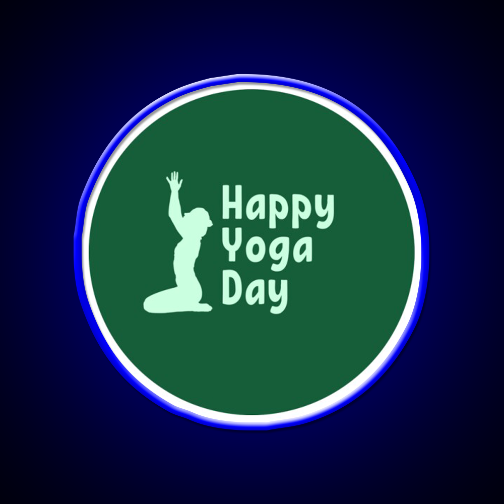 Happy Yoga Day Minimalist Green Yoga Led Neon Sign Rgb Color