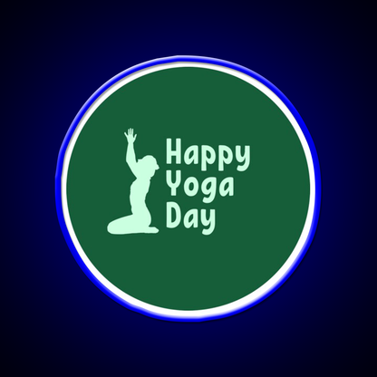 Happy Yoga Day Minimalist Green Yoga Led Neon Sign Rgb Color