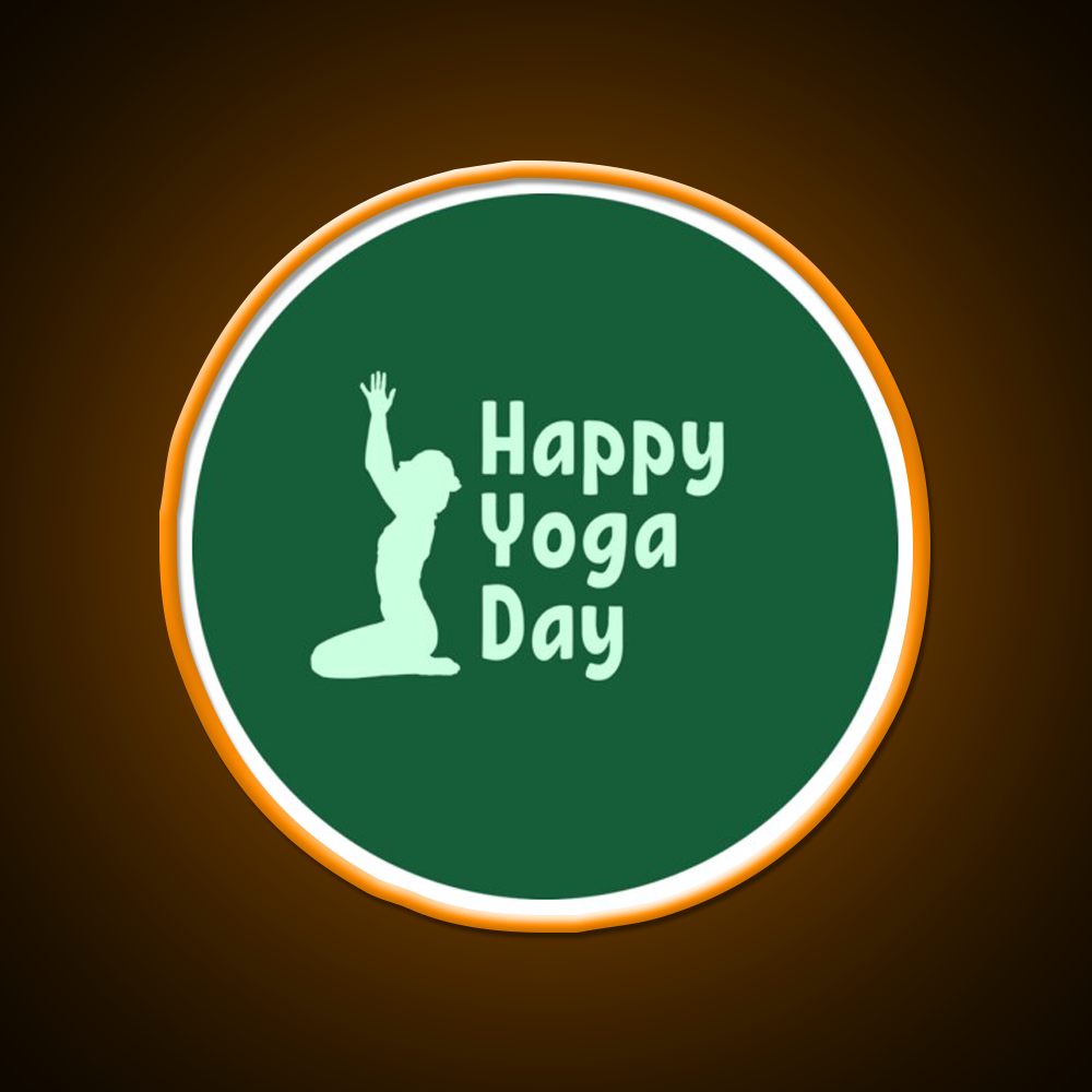 Happy Yoga Day Minimalist Green Yoga Led Neon Sign Rgb Color