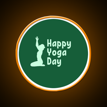 Happy Yoga Day Minimalist Green Yoga Led Neon Sign Rgb Color