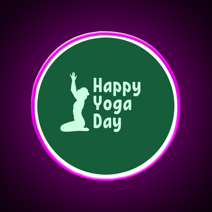 Happy Yoga Day Minimalist Green Yoga Led Neon Sign Rgb Color