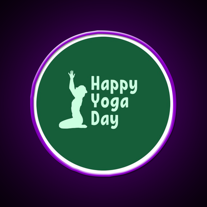 Happy Yoga Day Minimalist Green Yoga Led Neon Sign Rgb Color